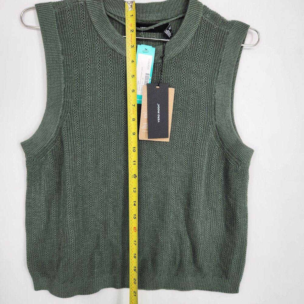Vero Moda Dark Green Medium Lexsun Stitch Sweater Tank NWT